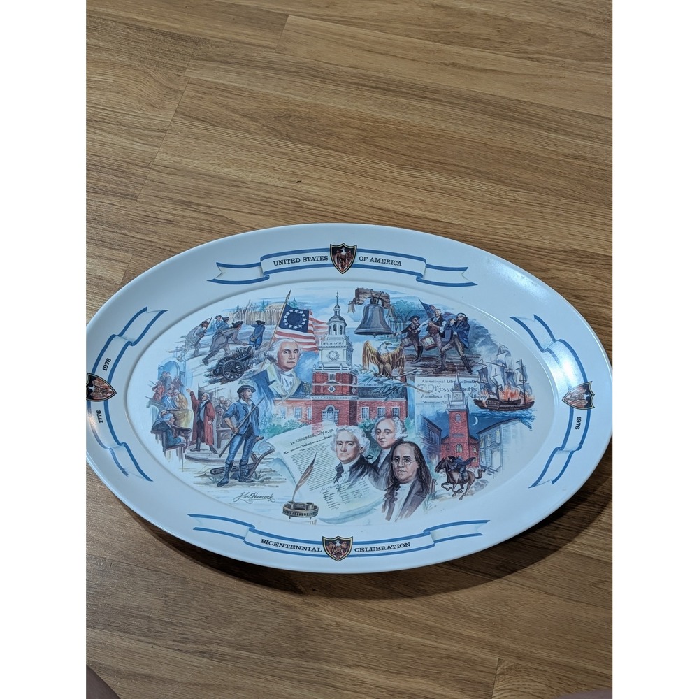 Vintage Brookpark USA Bicentennial Celebration Melamine Serving Platter 21 Inch